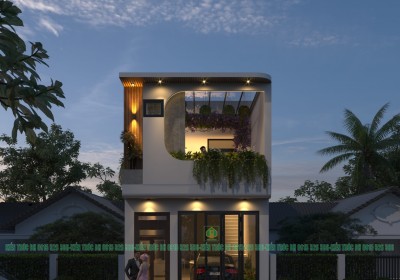 Mẫu nhà phố 2 tầng hiện đại 3 phòng ngủ 